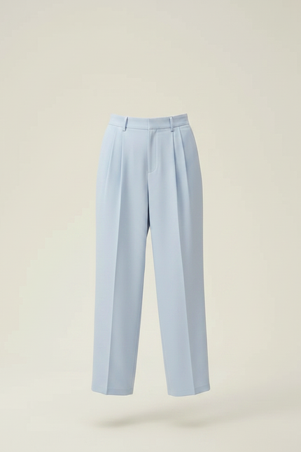 Pantalon Fluide Bleu Ciel Plissé Ample Tapered Femme - Polyester - vue 3