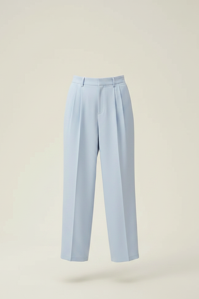 Pantalon Fluide Bleu Ciel Plissé Ample Tapered Femme - Polyester - vue 3