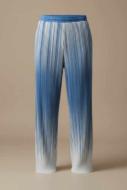 Pantalon Fluide Plissé Dégradé Bleu Large Homme - Multicolore Polyester - vue 3