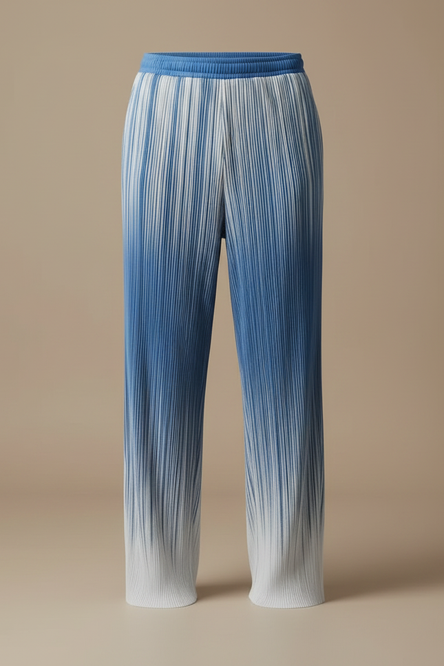 Pantalon Fluide Plissé Dégradé Bleu Large Homme - Multicolore Polyester - vue 3