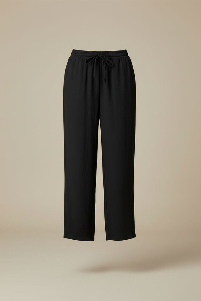 Pantalon Fluide Noir Ample Taille Élastique Décontracté Doux - Viscose - vue 3