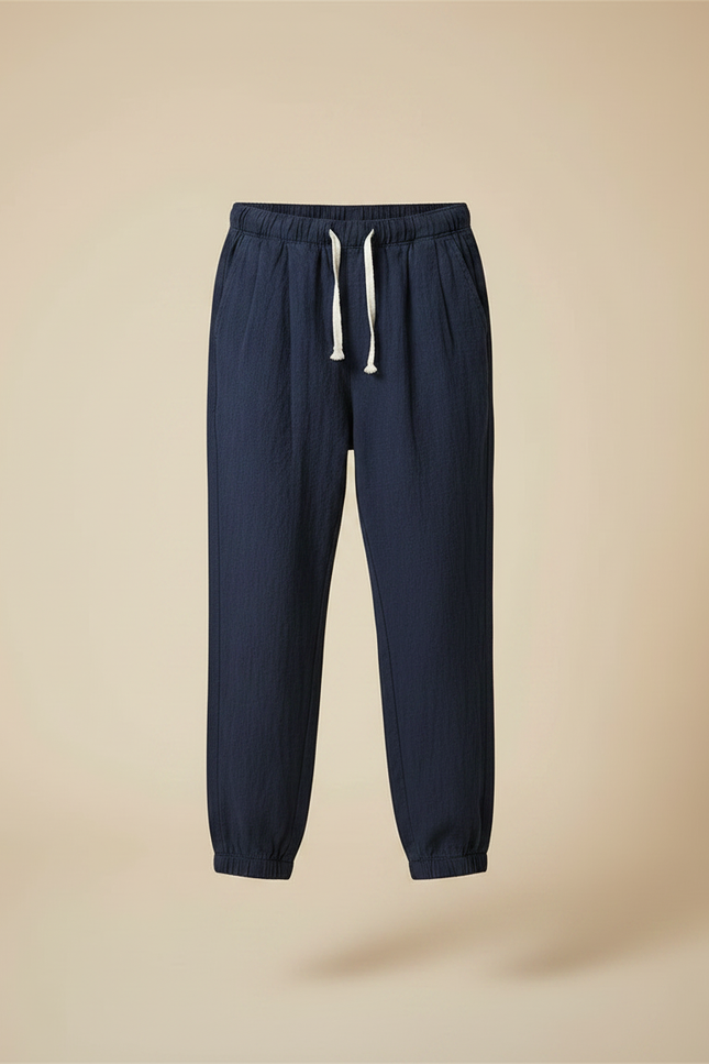 Pantalon Fluide Marine Coton Lin Ample Décontracté Enfant - vue 3