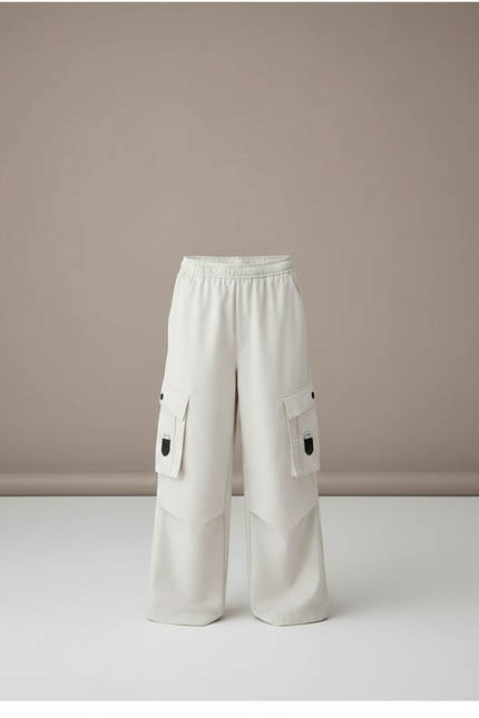 Pantalon Fluide Beige Cargo Ample Décontracté Enfant - Coton - vue 3