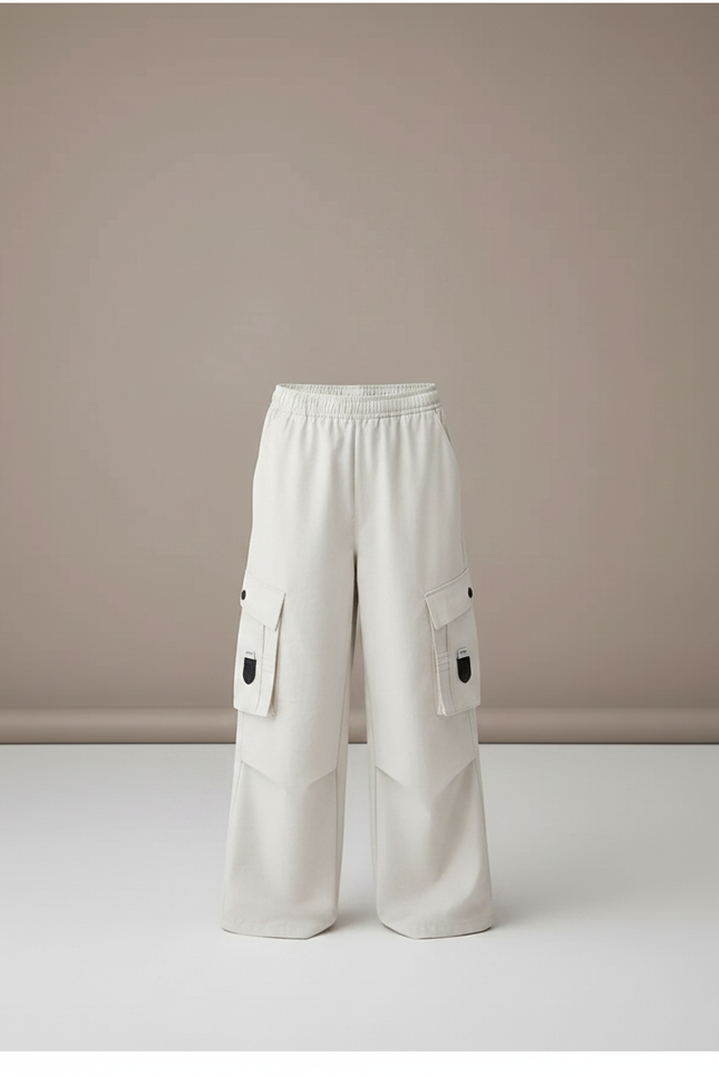 Pantalon Fluide Beige Cargo Ample Décontracté Enfant - Coton - vue 3