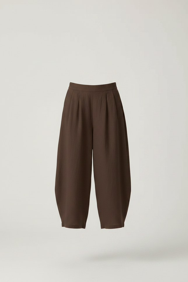 Pantalon Fluide Marron Ample Coton Décontracté Fille - vue 3
