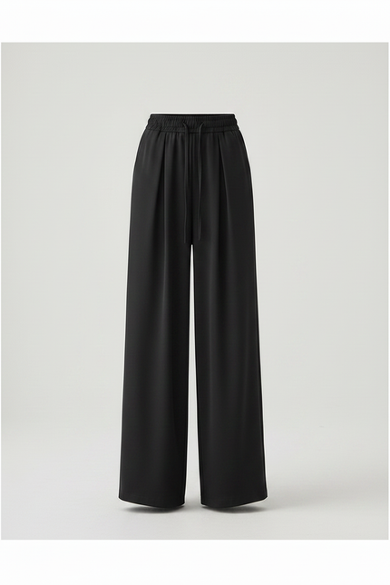 Pantalon Fluide Femme Noir Palazzo Polyester Chic - vue 3