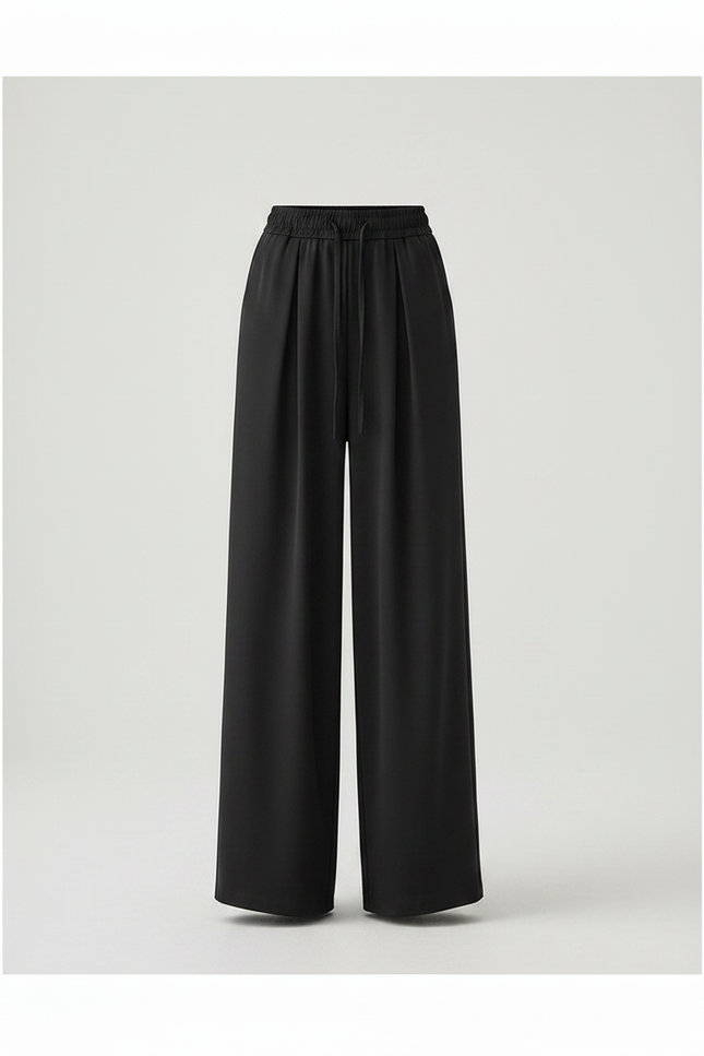 Pantalon Fluide Femme Noir Palazzo Polyester Chic - vue 3