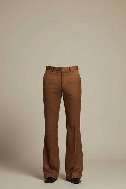 Pantalon Fluide Évasé - Marron Gabardine - vue 3