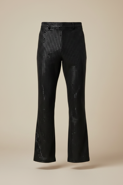 Pantalon Fluide Noir Paillettes Évasé Disco Homme - Polyester - vue 3