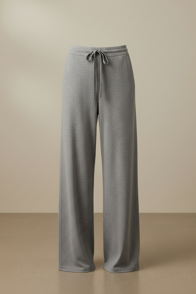 Pantalon Fluide Gris Ample Cordon Doux Décontracté - Molleton - vue 3