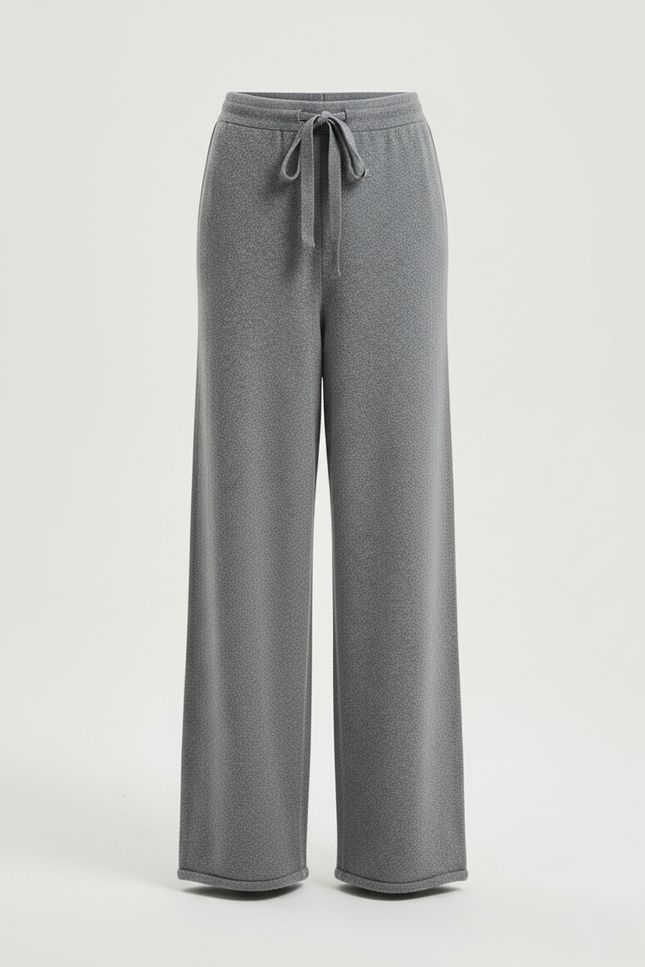 Pantalon Fluide Gris Ample Cordon Laine Mérinos - vue 3
