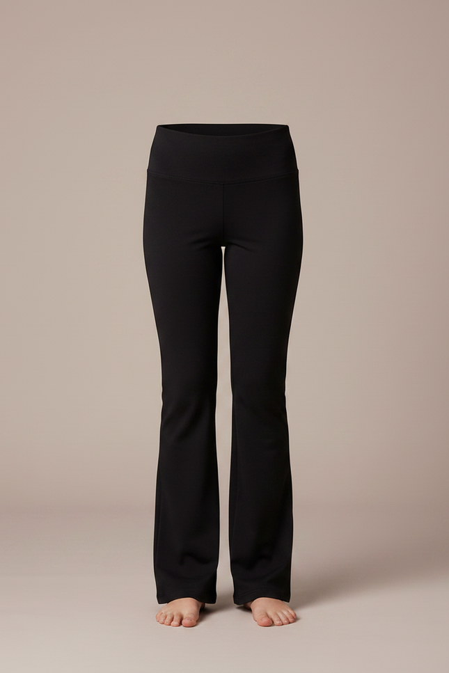 Pantalon Fluide Noir Évasé Taille Haute Confortable - Maille - vue 3