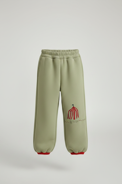 Pantalon Fluide Vert Kaki Ample Molleton Cirque Garçon - vue 3