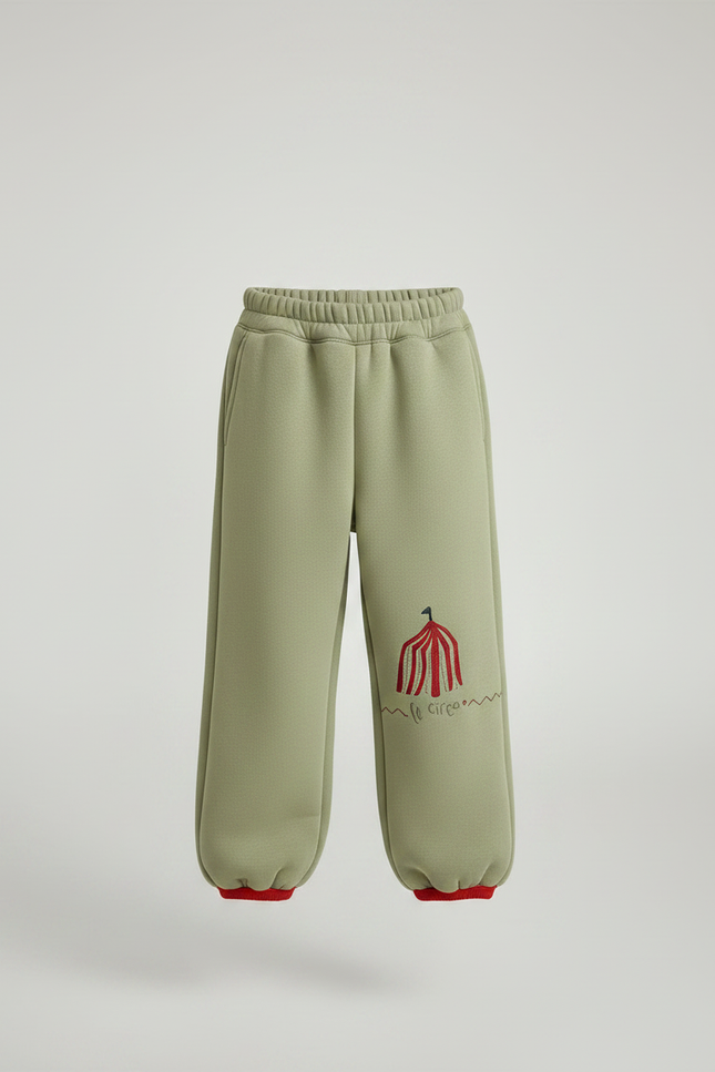 Pantalon Fluide Vert Kaki Ample Molleton Cirque Garçon - vue 3