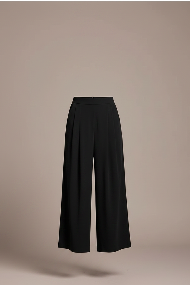 Pantalon Fluide Femme Noir Palazzo Viscose Chic Été 2 - Polyester - vue 3