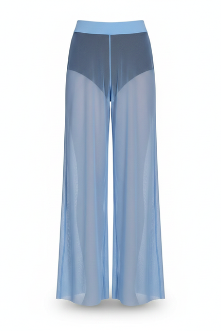 Pantalon Fluide Bleu Ciel Transparent Ample Mesh Danse - Maille - vue 2