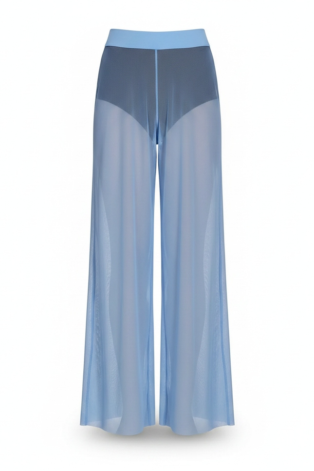 Pantalon Fluide Bleu Ciel Transparent Ample Mesh Danse - Maille - vue 2