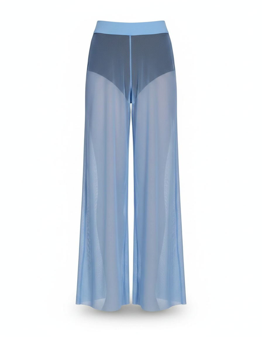 Pantalon Fluide Bleu Ciel Transparent Ample Mesh Danse - Maille - vue 2