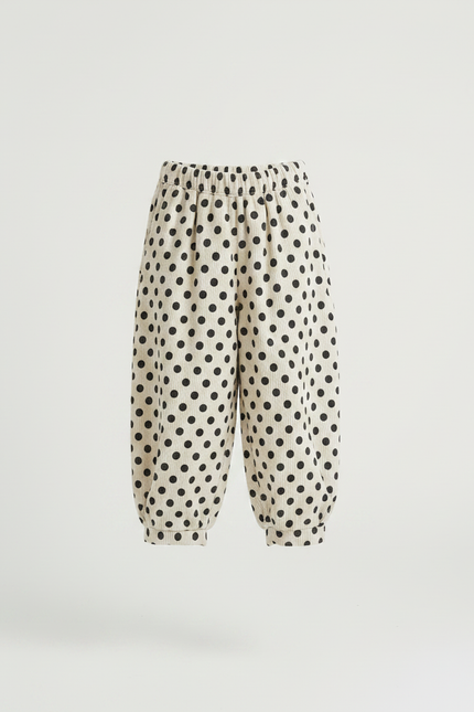 Pantalon Fluide Polka Dots Écru Ample Hiver - Beige Cordé - vue 3