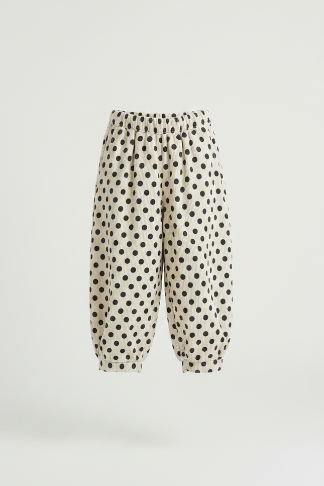 Pantalon Fluide Polka Dots Écru Ample Hiver - Beige Cordé - vue 3