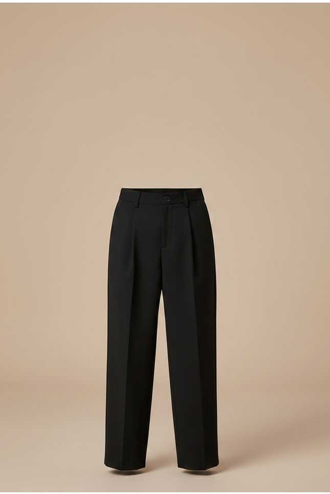Pantalon Fluide Noir Ample Plissé Taille Haute - Gabardine - vue 3