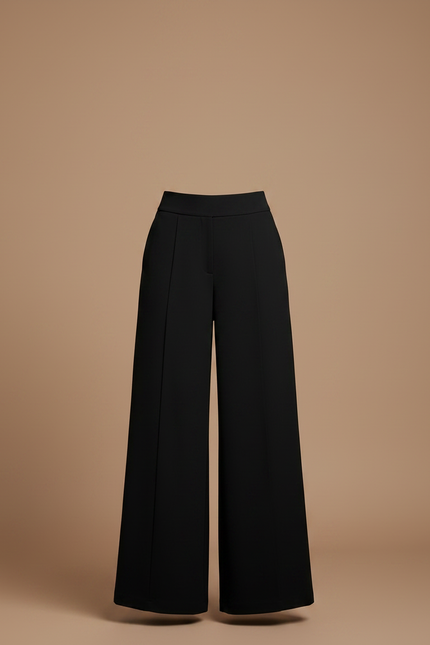 Pantalon Fluide Noir Ample Taille Haute Élégant Femme - Polyester - vue 3