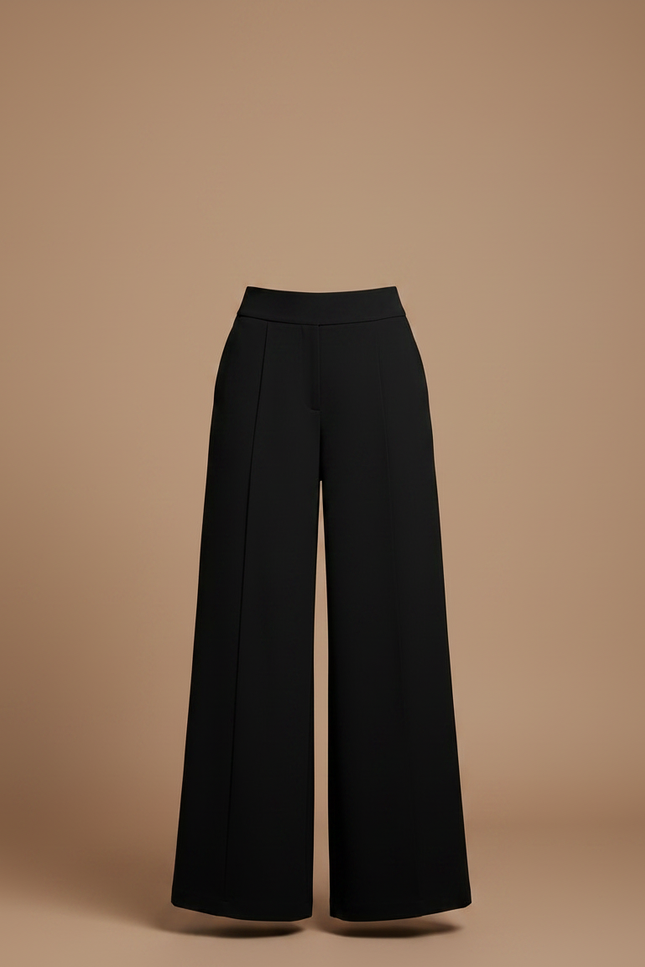 Pantalon Fluide Noir Ample Taille Haute Élégant Femme - Polyester - vue 3