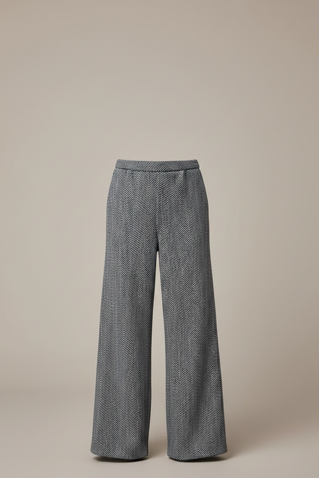 Pantalon Fluide Gris Ample Chevrons Tricotés Enfant - Maille - vue 3