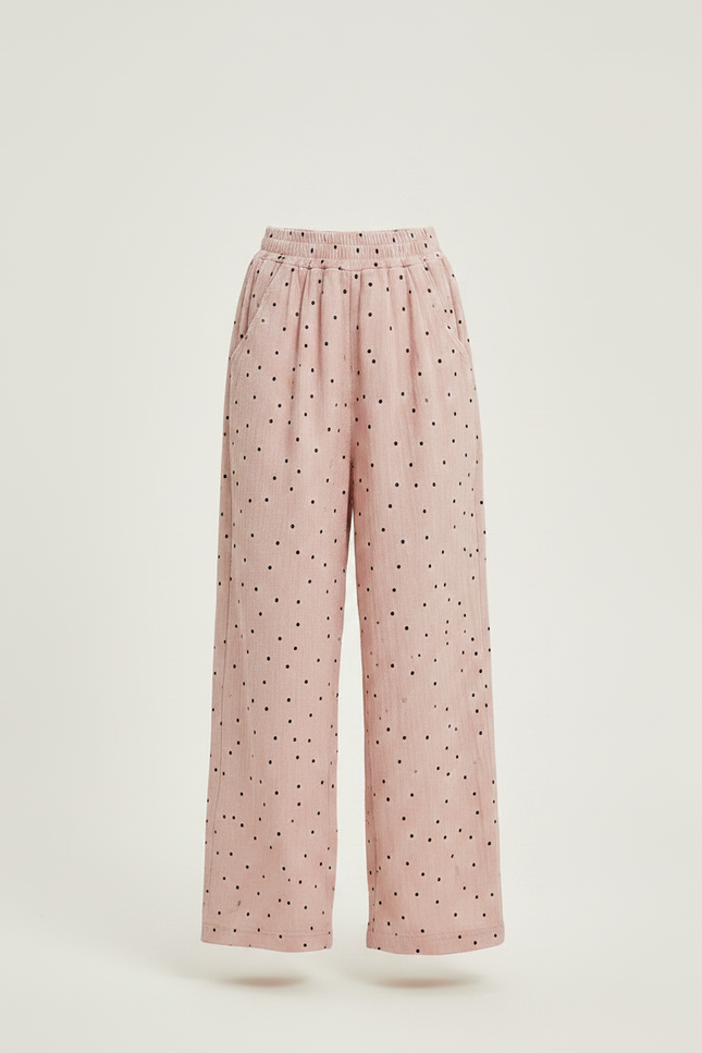 Pantalon Fluide Rose Ample Pois Enfants Décontracté - Viscose - vue 3