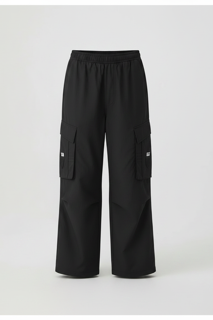 Pantalon Fluide Noir Ample Cargo Coton Enfant - vue 3