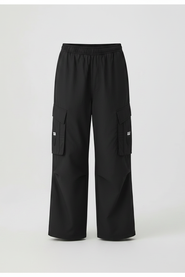 Pantalon Fluide Noir Ample Cargo Coton Enfant - vue 3