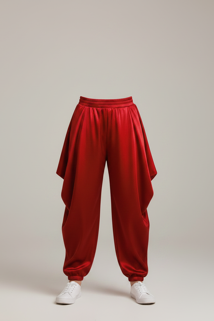 Pantalon Fluide Rouge Satiné Ample Harem Garçon - vue 3