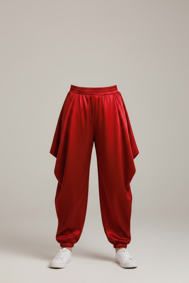 Pantalon Fluide Rouge Satiné Ample Harem Garçon - vue 3
