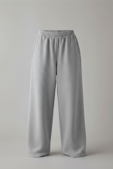 Pantalon Fluide Gris Ample Décontracté Confortable - Molleton - vue 3