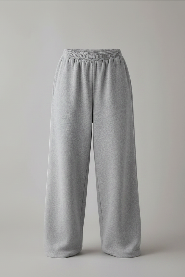 Pantalon Fluide Gris Ample Décontracté Confortable - Molleton - vue 3