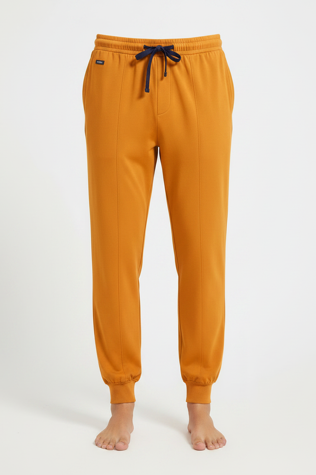 Pantalon Fluide Ocre Jogger Confortable Homme - Orange Viscose - vue 3