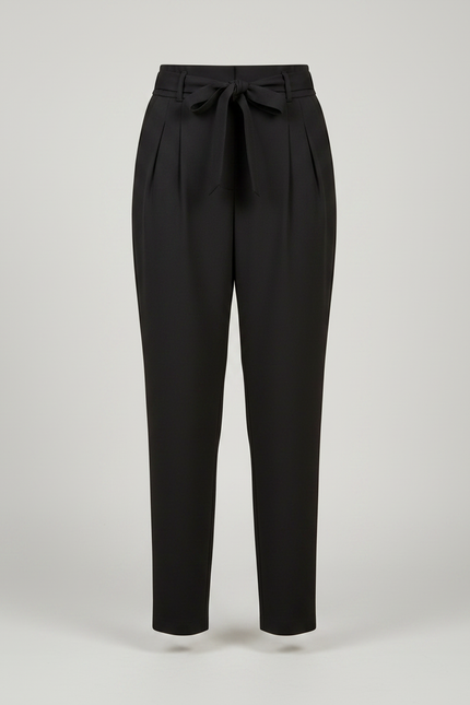 Pantalon Cigarette Fluide - Noir Viscose - vue 3