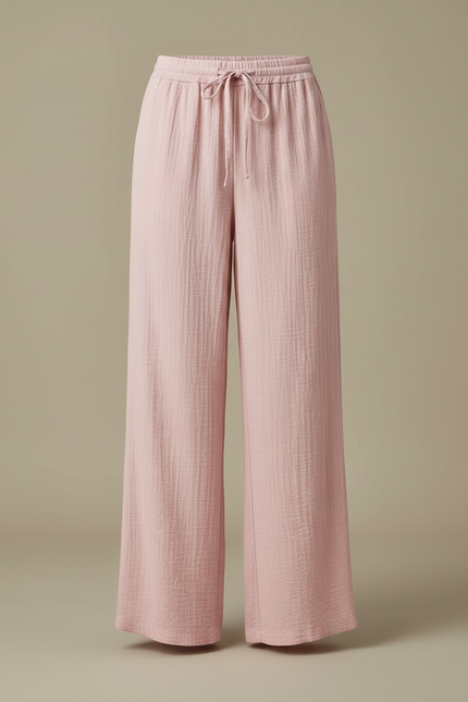 Pantalon Fluide Rose Ample Coton Léger Femme - vue 3