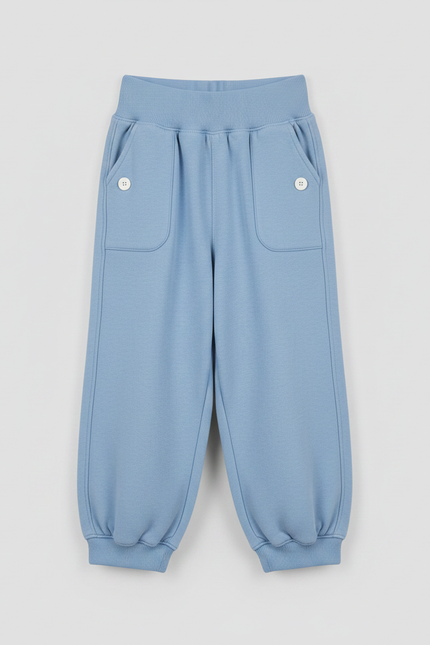 Pantalon Fluide Bleu Ciel Ample Coton Décontracté Harem - Molleton - vue 3