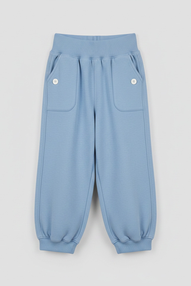 Pantalon Fluide Bleu Ciel Ample Coton Décontracté Harem - Molleton - vue 3