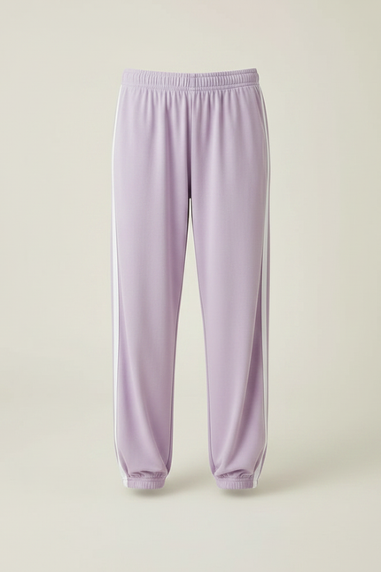 Pantalon Fluide Lilas Rayures Blanches Sport Décontracté Enfant - Violet Viscose - vue 3