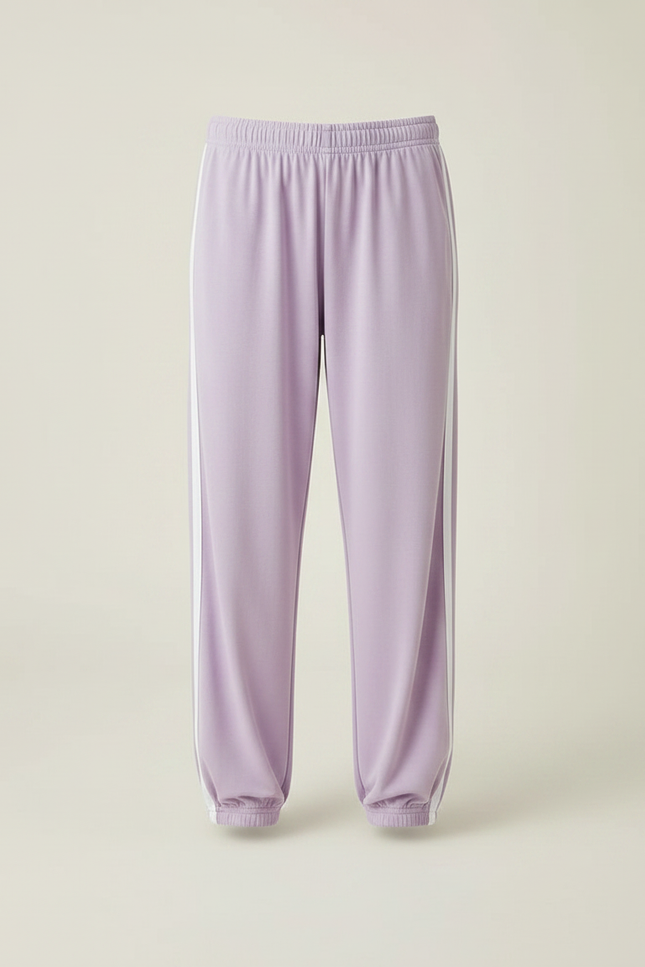 Pantalon Fluide Lilas Rayures Blanches Sport Décontracté Enfant - Violet Viscose - vue 3