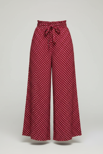 Pantalon Fluide Pois - Rouge Viscose - vue 3