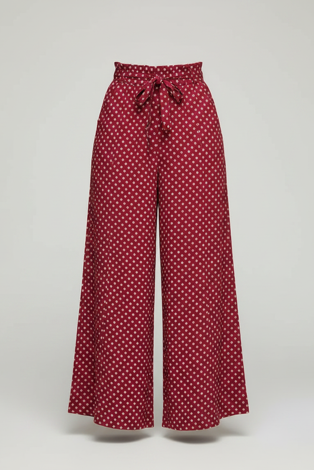 Pantalon Fluide Pois - Rouge Viscose - vue 3