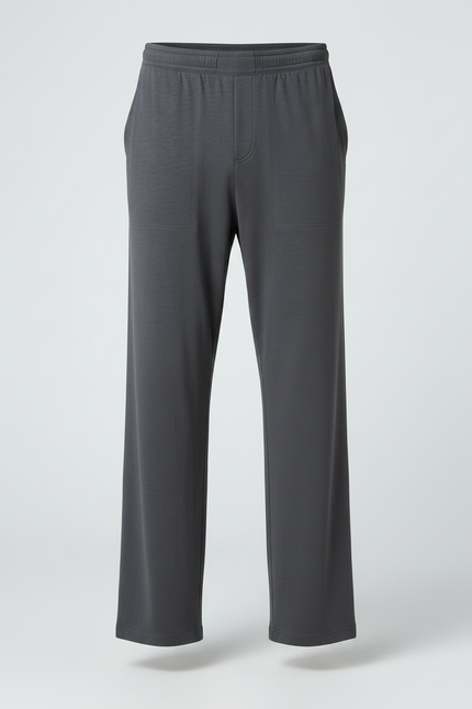 Pantalon Fluide Gris Ample Coton Décontracté Confortable - Molleton - vue 3