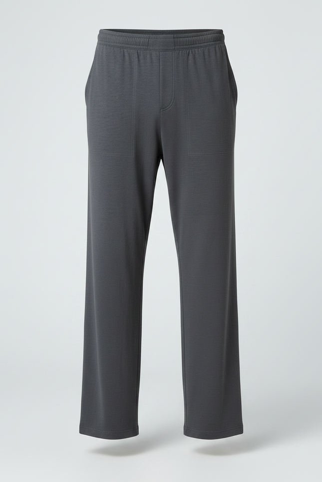 Pantalon Fluide Gris Ample Coton Décontracté Confortable - Molleton - vue 3