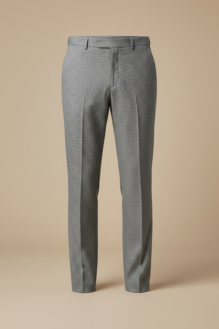 Pantalon Fluide Homme Gris Coupe Droite Élégant Texturé - Tweed - vue 3