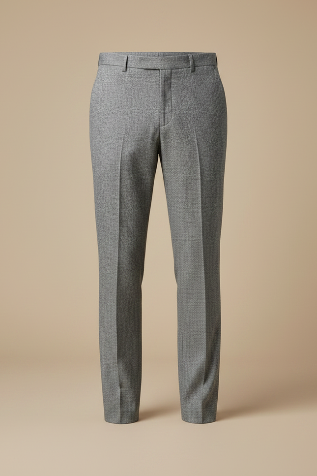 Pantalon Fluide Homme Gris Coupe Droite Élégant Texturé - Tweed - vue 3
