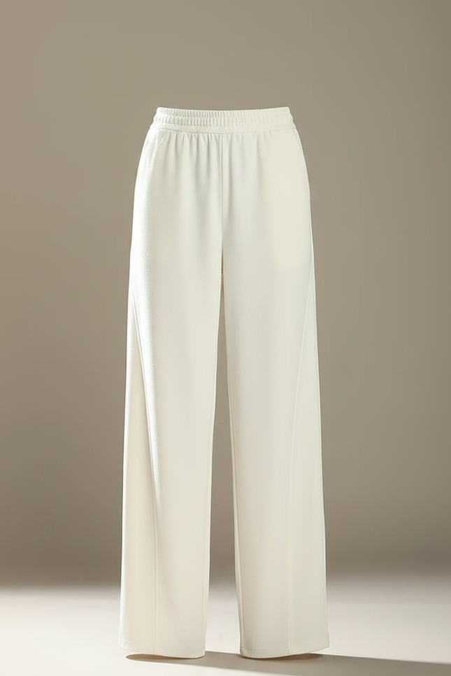 Pantalon Fluide Blanc Ample Taille Haute Élégant Femme - Viscose - vue 3