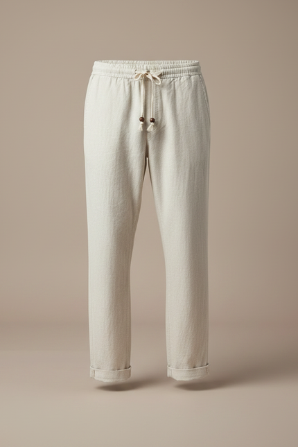 Pantalon Fluide Lin Beige - vue 3